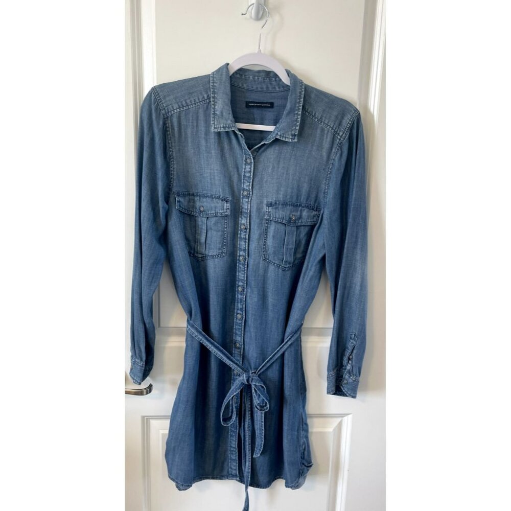 American Eagle Outfitters Shirt Dress Blue Denim Dress Long Sleeve L Button Up